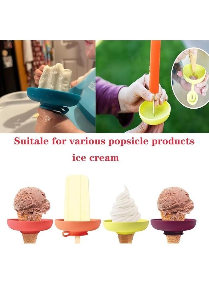 Silicone Popsicle Holders for Kids, Ice Cream Holder to Prevent Drips on Hands, Catch Before Dripping, Reusable for Popsicles, Ice Cream-4count - Image 2