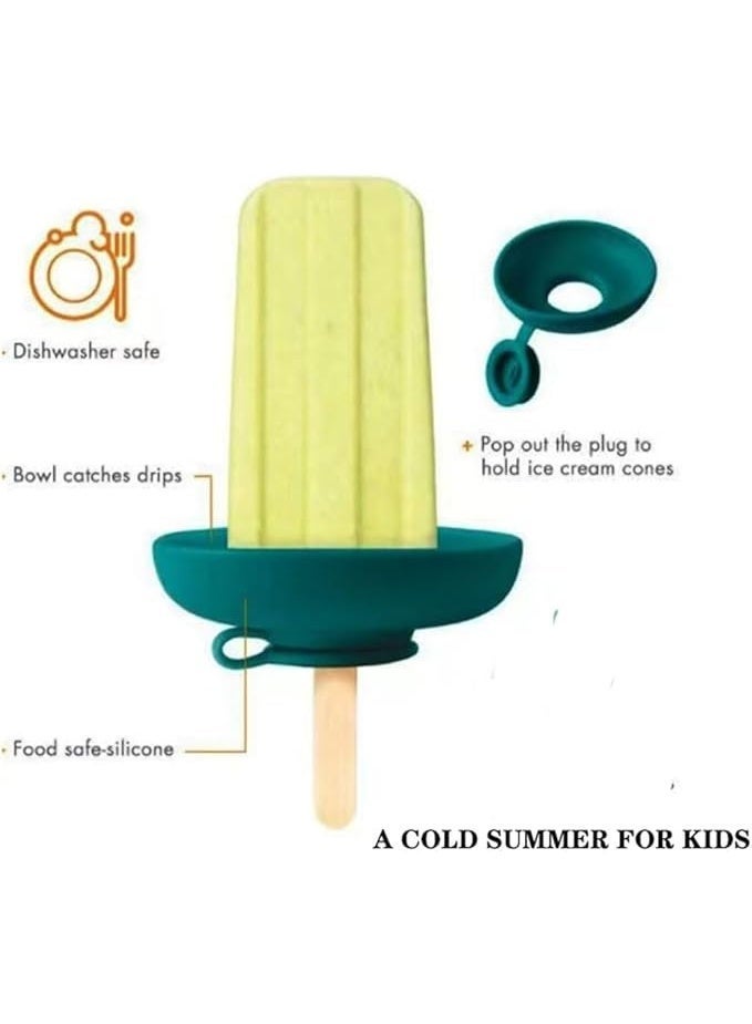 Silicone Popsicle Holders for Kids, Ice Cream Holder to Prevent Drips on Hands, Catch Before Dripping, Reusable for Popsicles, Ice Cream-4count - Image 4