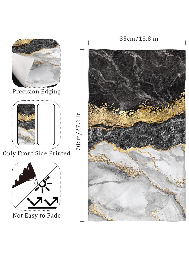 SOLARAE Marble Bathroom Hand Towels, Black Gold Marble Decorative Bath Towels Soft Absorbent, Marbling Face Towel for Kitchen Bathroom Gym, 13.8x27.6 In (2 Pcs) - Image 4