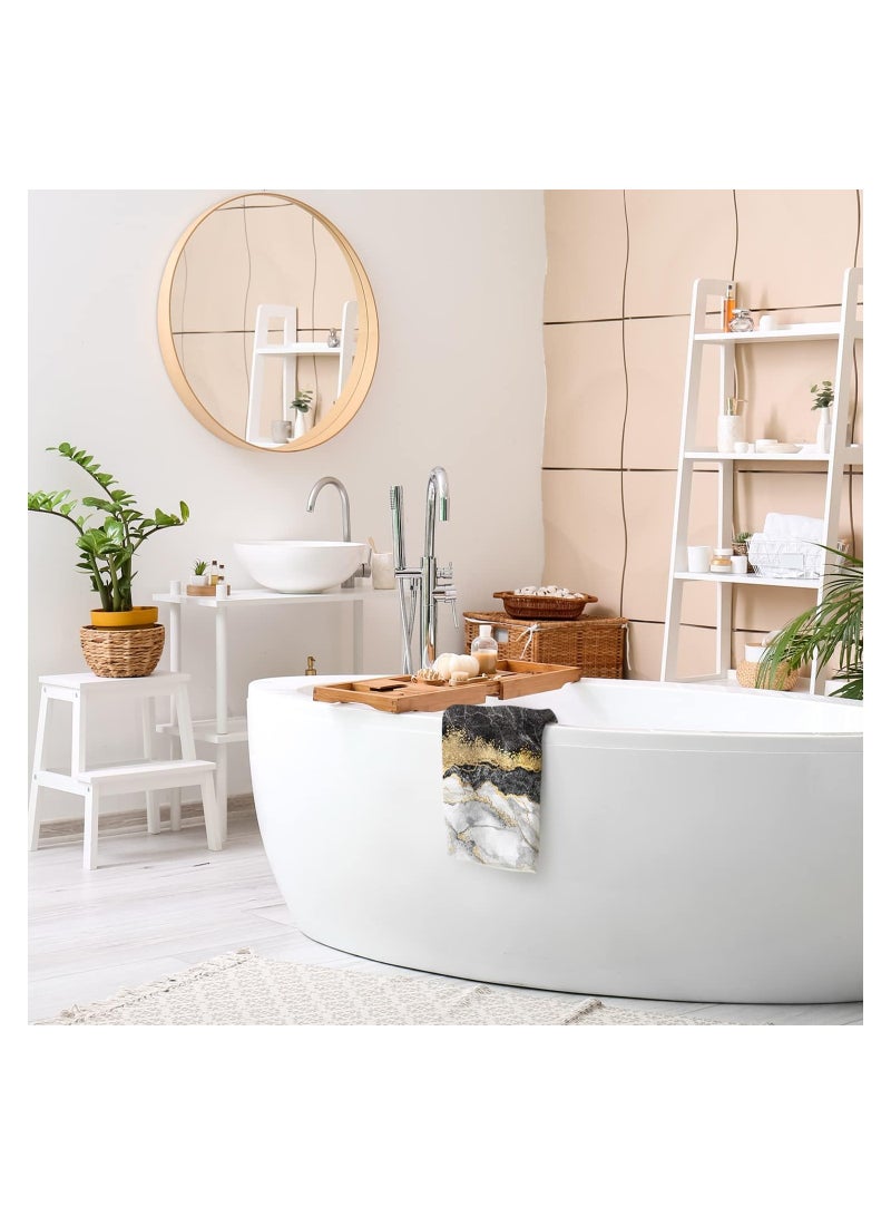 SOLARAE Marble Bathroom Hand Towels, Black Gold Marble Decorative Bath Towels Soft Absorbent, Marbling Face Towel for Kitchen Bathroom Gym, 13.8x27.6 In (2 Pcs) - Image 2