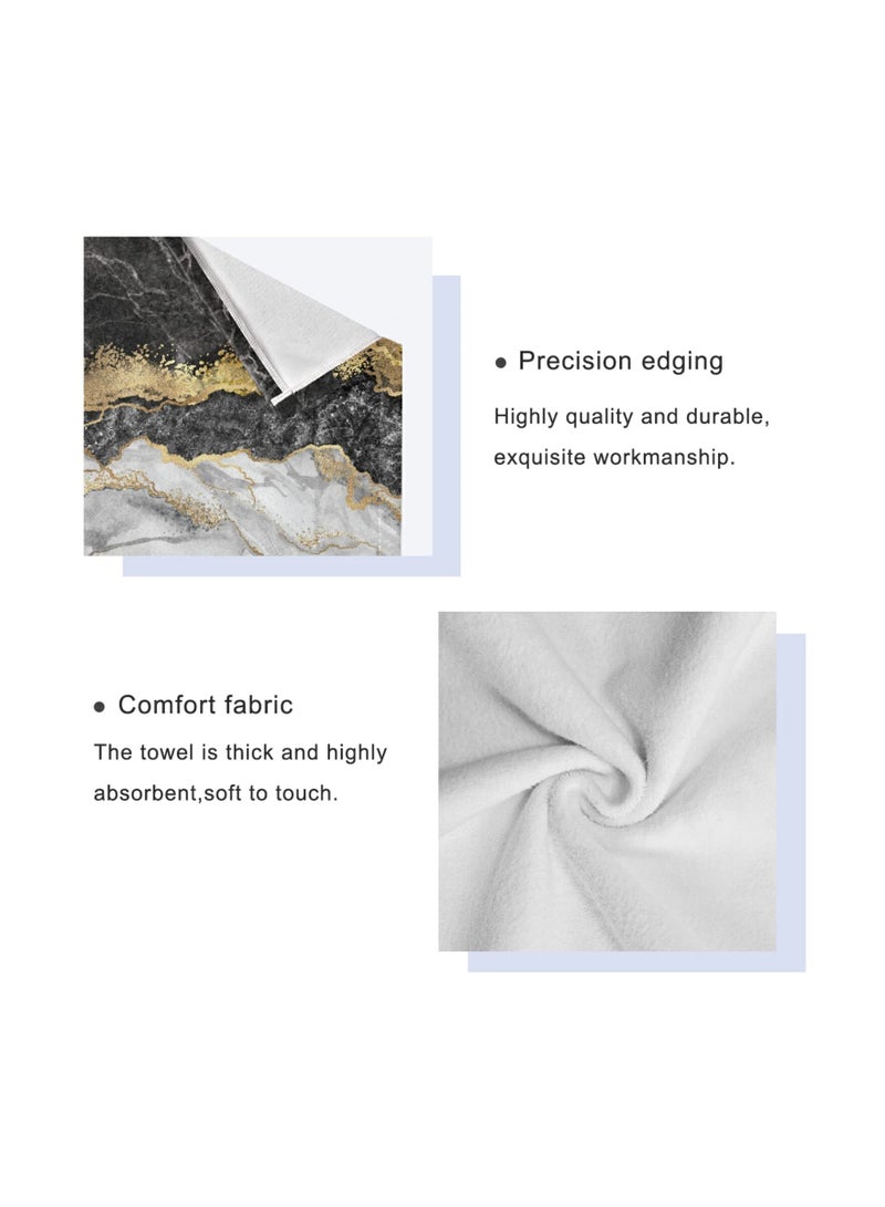 SOLARAE Marble Bathroom Hand Towels, Black Gold Marble Decorative Bath Towels Soft Absorbent, Marbling Face Towel for Kitchen Bathroom Gym, 13.8x27.6 In (2 Pcs) - Image 5
