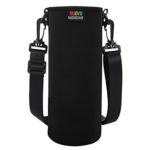 Nuovoware Water Bottle Carrier Bag Premium Neoprene Portable Insulated Water bottle Sling Holder Bag 750ML with Adjustable Shoulder Strap for Men Women Hiking Sling Bottle Bag Case Black - Image 1