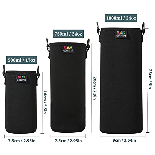 Nuovoware Water Bottle Carrier Bag Premium Neoprene Portable Insulated Water bottle Sling Holder Bag 750ML with Adjustable Shoulder Strap for Men Women Hiking Sling Bottle Bag Case Black - Image 3