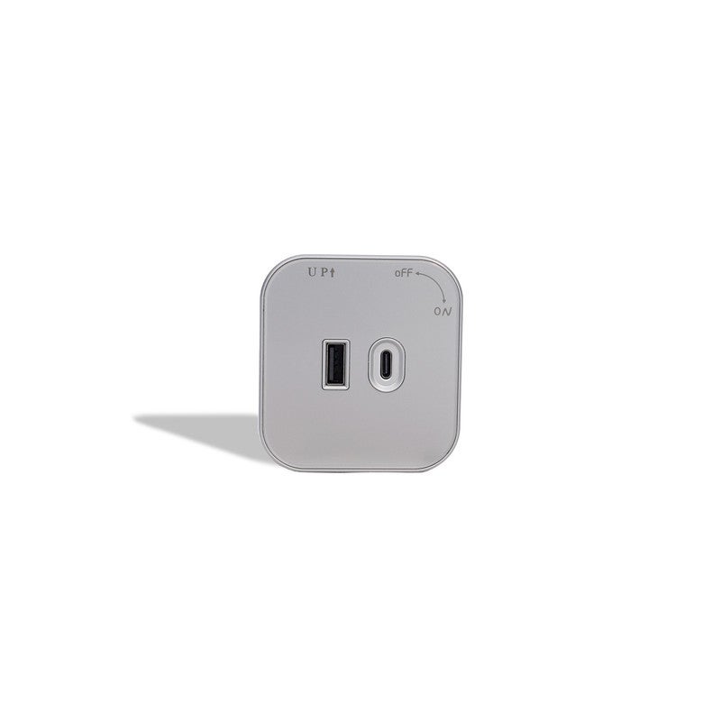 Jana Light USB & USB Type-C Charger Port Square Silver – ZOYA-016 GR 5V 3.1A - Image 2