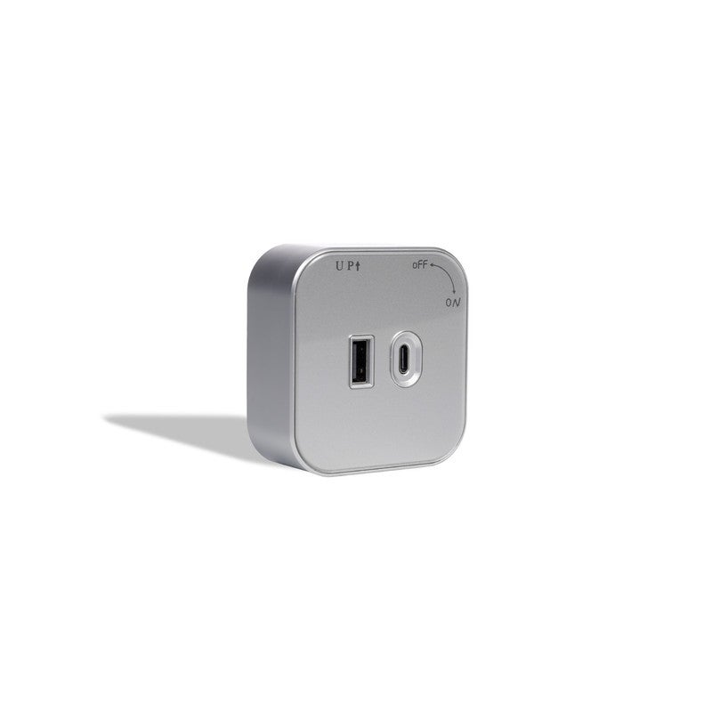 Jana Light USB & USB Type-C Charger Port Square Silver – ZOYA-016 GR 5V 3.1A - Image 1