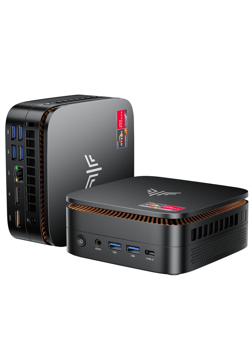 NIPOGI Mini PC, AMD Ryzen7 6800H (up to 4.7GHz), 16GB DDR5 SO-DIMM,512GB M.2 2280 NVMe PCIe 3.0 SSD, Windows 11 Pro system, Triple 4K output, 2.4/5G WiFi6/Bluetooth 5.2, Business/Office/HTPC Black - Image 1