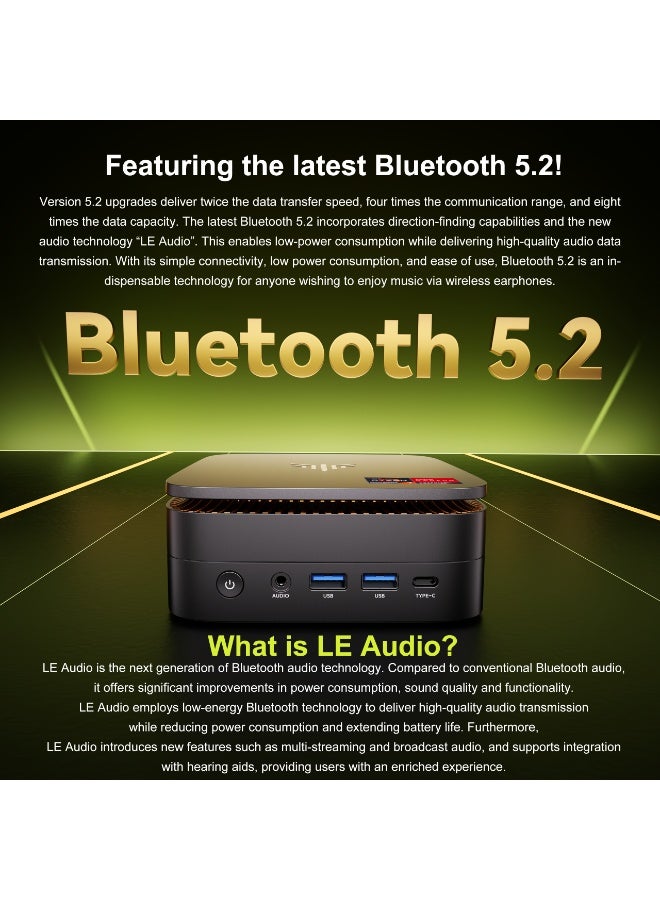 NIPOGI Mini PC, AMD Ryzen7 6800H (up to 4.7GHz), 16GB DDR5 SO-DIMM,512GB M.2 2280 NVMe PCIe 3.0 SSD, Windows 11 Pro system, Triple 4K output, 2.4/5G WiFi6/Bluetooth 5.2, Business/Office/HTPC Black - Image 5