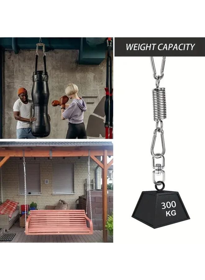 Black Steel Hook Set Ceiling Mounted Spring Hook With 2 Locking Hooks 360 Degree Rotation Rust Resistant For Hanging Chairs Sandbags Yoga Equipment - Image 5