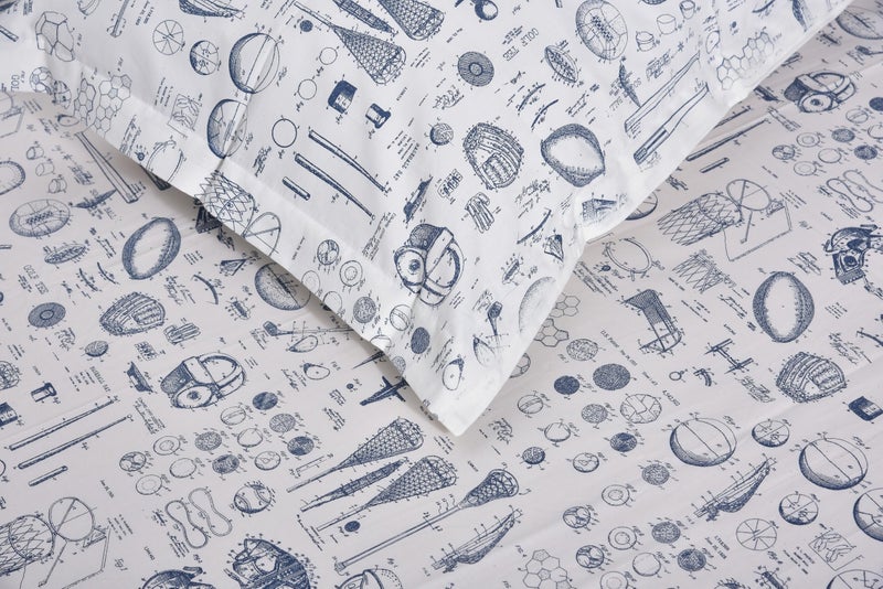 Premsons® Cotton Bed Sheet King Size Sheet with 2 Pillowcases - Premium Soft & Breathable Bedding for Full Size Beds - Luxury Bedroom Essentials - White & Blue - Image 5