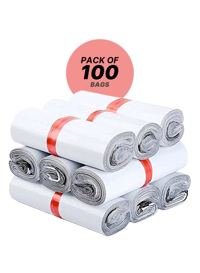 White Poly Mailer Bags – 35 x 45 cm, Self-Seal Adhesive Shipping Envelopes, 100-Pack – Durable Packaging Bags for Clothing, Parcels, and Postal Deliveries - Image 1
