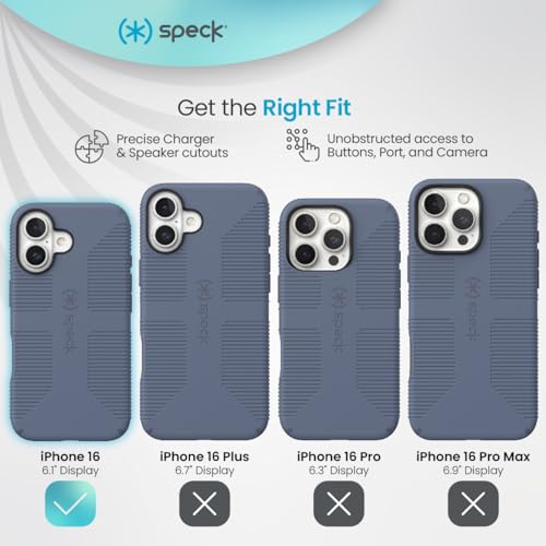 Speck CandyShell Grip iPhone 16 Case - Slim MagSafe - Mystery Blue/Faded Denim - Image 3