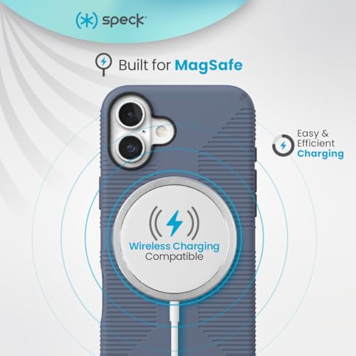 Speck CandyShell Grip iPhone 16 Case - Slim MagSafe - Mystery Blue/Faded Denim - Image 5