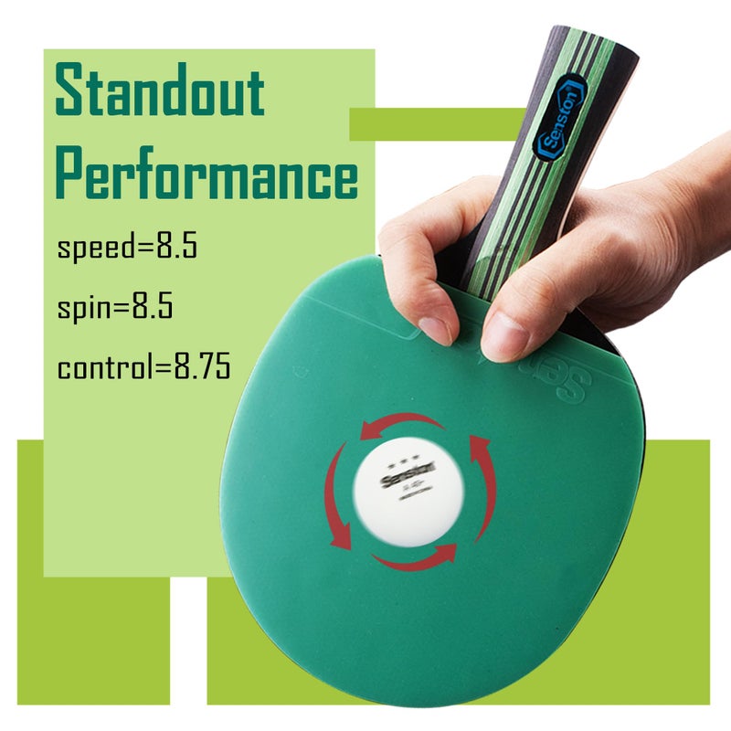 Senston Ping Pong Paddles /5-Ply Premium Table Tennis Paddle, Ideal for Entertainment or Competition - Ping Pong Paddle Set with Balls - Image 3