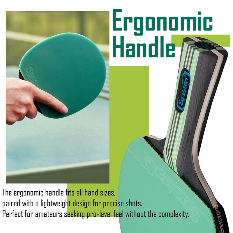 Senston Ping Pong Paddles /5-Ply Premium Table Tennis Paddle, Ideal for Entertainment or Competition - Ping Pong Paddle Set with Balls - Image 5