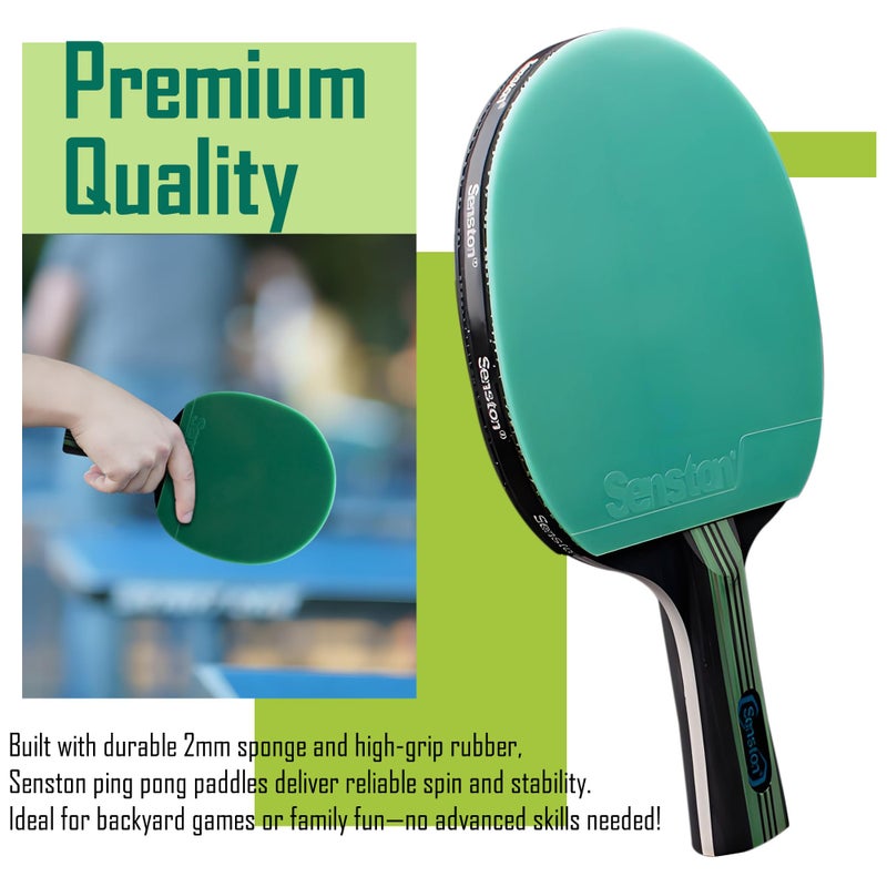 Senston Ping Pong Paddles /5-Ply Premium Table Tennis Paddle, Ideal for Entertainment or Competition - Ping Pong Paddle Set with Balls - Image 4