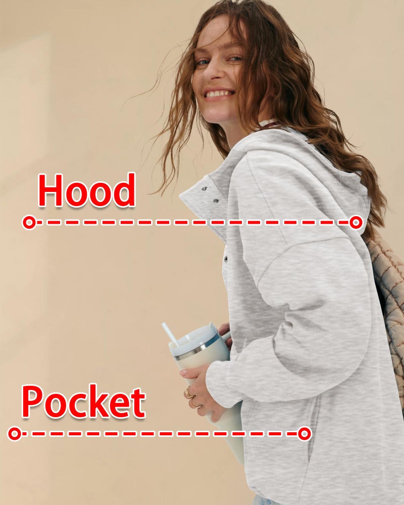 Locachy Womens Oversized Sweatshirt Hoodies Button Henley Neck Pullover Tops Fashion Outfits Clothes Light Grey XX-Large - Image 5