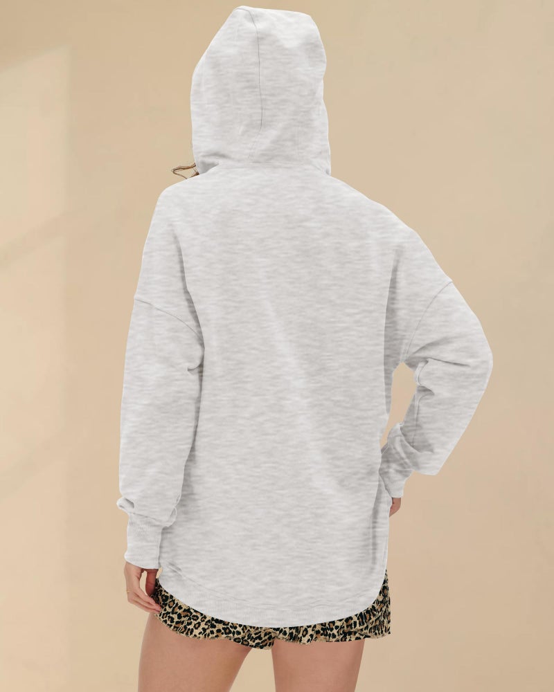 Locachy Womens Oversized Sweatshirt Hoodies Button Henley Neck Pullover Tops Fashion Outfits Clothes Light Grey XX-Large - Image 2