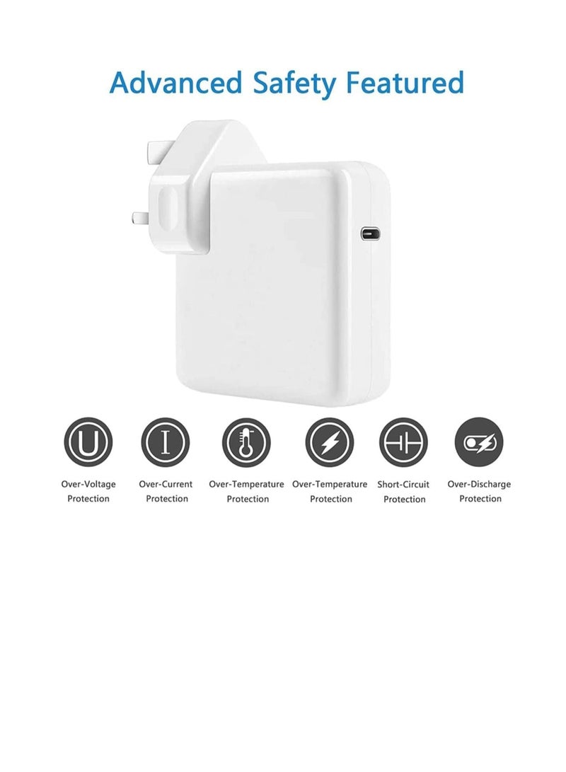 شاحن سريع 96 وات USB C للكمبيوتر المحمول لجهاز MacBook Pro مقاس 13 14 15 16 بوصة، MacBook Air مقاس 13 15 بوصة 2020 2019 2018، iPad Pro مقاس 12.9 بوصة، لأجهزة الكمبيوتر المحمولة/الكمبيوتر اللوحي/الهاتف الذكي مع منفذ USB C، كابل USB C إلى C (5.9 قدم/1.8 متر) - Image 2