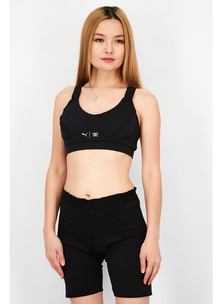 PUMA Women Sportswear Fit Graphic Print Padded Training Bra, Black  - Image 1