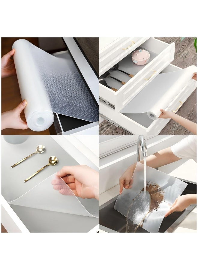 2pcs Shelf Liners, Every 30cm* 300cm Kitchen Drawer Mats, Non-Adhesive EVA Cupboard Protector, Cabinet Lining, Refrigerator Liner (Clear Dot) - Image 1