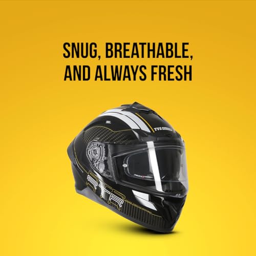 TVS Racing Hurricane Series Full Face Dual Visor Helmet for Men | Premium Bike Helmets with ABS Shell | Quick Release System | Aerodynamic Design | ECE, DOT & ISI Certified (White & Yellow, L) - Image 4
