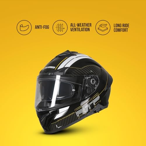 TVS Racing Hurricane Series Full Face Dual Visor Helmet for Men | Premium Bike Helmets with ABS Shell | Quick Release System | Aerodynamic Design | ECE, DOT & ISI Certified (White & Yellow, L) - Image 3