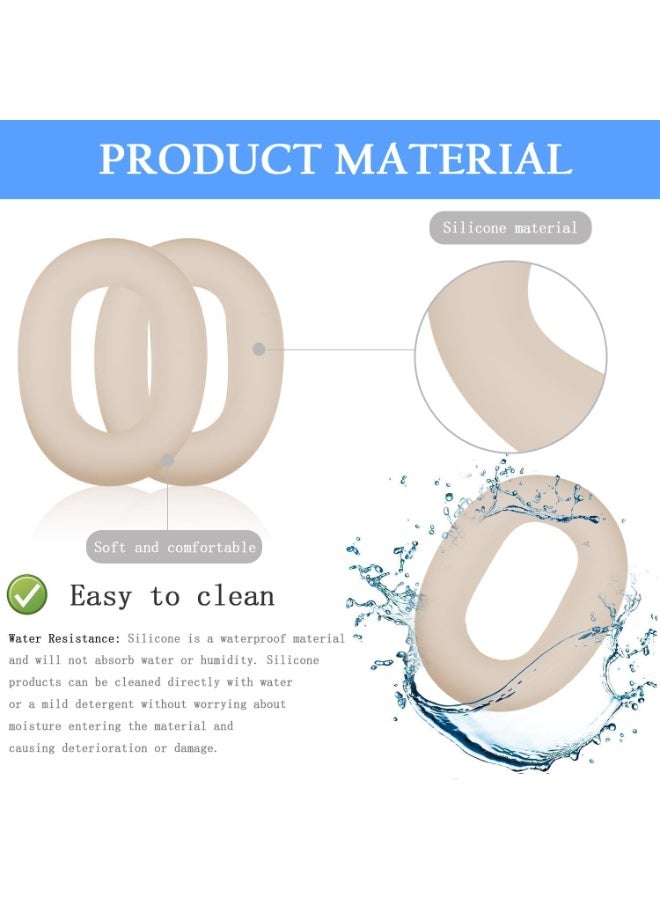 3 Sets Silicone Sweat Case Cover for Sony WH-1000XM5 Headphones, Embody XM5 Earpad Cover/Ear Covers/Headband Cover Protector, Washable Sweatproof Soft Silicone Headphone Accessories（Off White） - Image 5