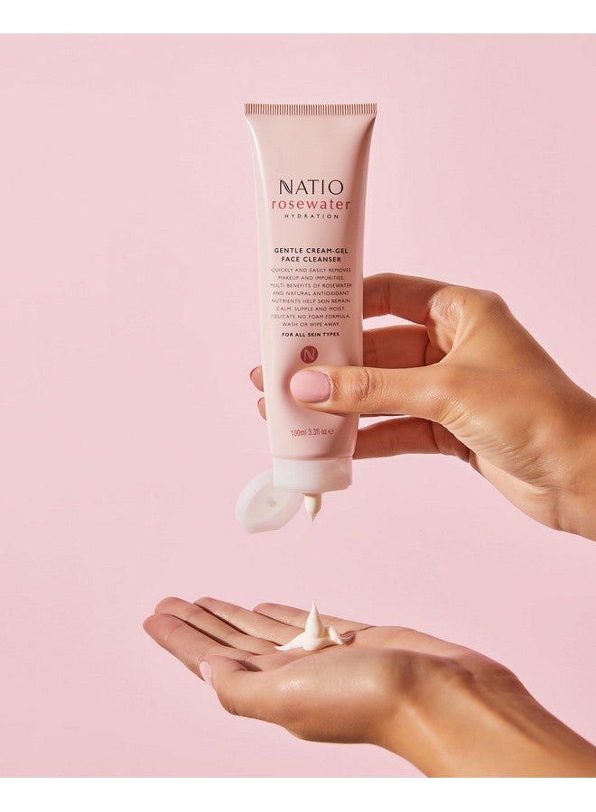 ناتيو منظف الوجه الكريمي اللطيف بماء الورد 3.3 أونصة منظف للوجه مع ماء الورد يزيل المكياج والشوائب غسول الوجه لجميع أنواع البشرة - Image 4