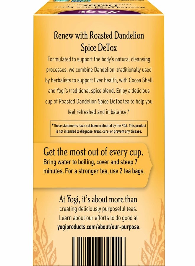 Yogi Tea Roasted Dandelion Spice DeTox Tea - 16 Tea Bags per Pack (6 Packs) - Organic DeTox Tea - Includes Roasted Dandelion Root, Dandelion Root, Cinnamon Bark, Cocoa Shell & More - Image 2
