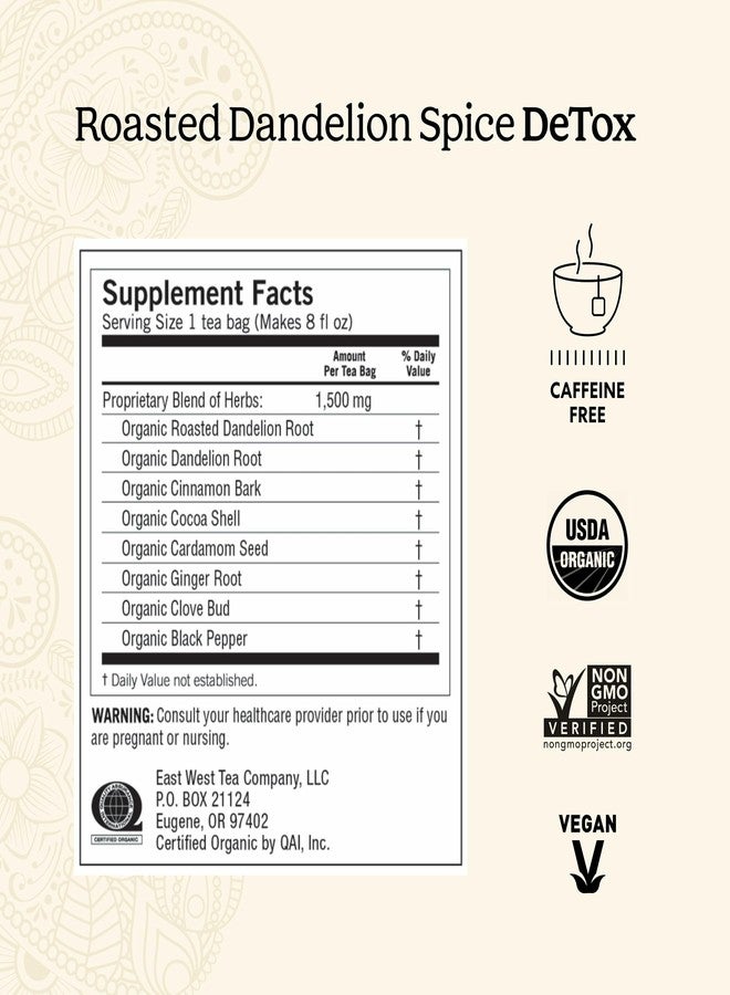 Yogi Tea Roasted Dandelion Spice DeTox Tea - 16 Tea Bags per Pack (6 Packs) - Organic DeTox Tea - Includes Roasted Dandelion Root, Dandelion Root, Cinnamon Bark, Cocoa Shell & More - Image 3