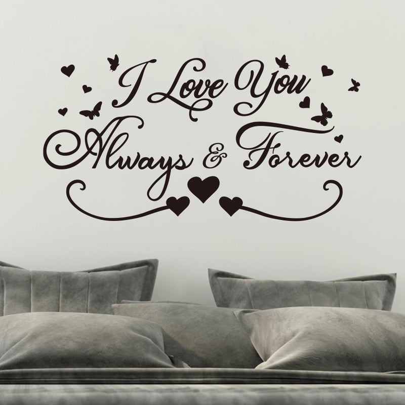 AnFigure Love Quotes Wall Stickers: Inspirational Vinyl Art Couples Wall Decals for Home Bedroom Bathroom Living Room - I Love You Always & Forever 21"X11" - Image 5