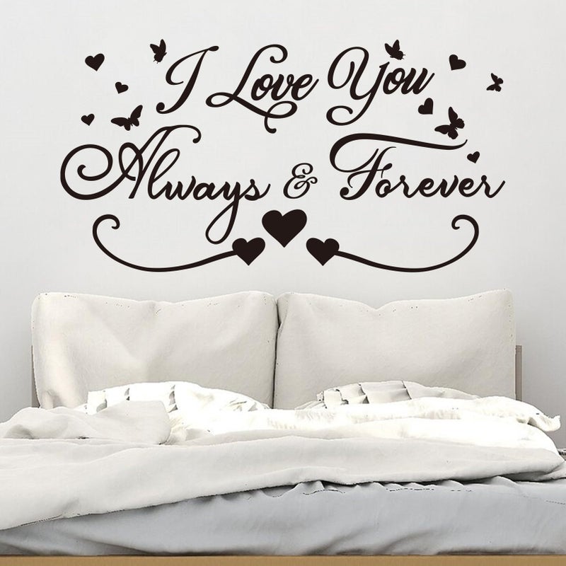 AnFigure Love Quotes Wall Stickers: Inspirational Vinyl Art Couples Wall Decals for Home Bedroom Bathroom Living Room - I Love You Always & Forever 21"X11" - Image 1