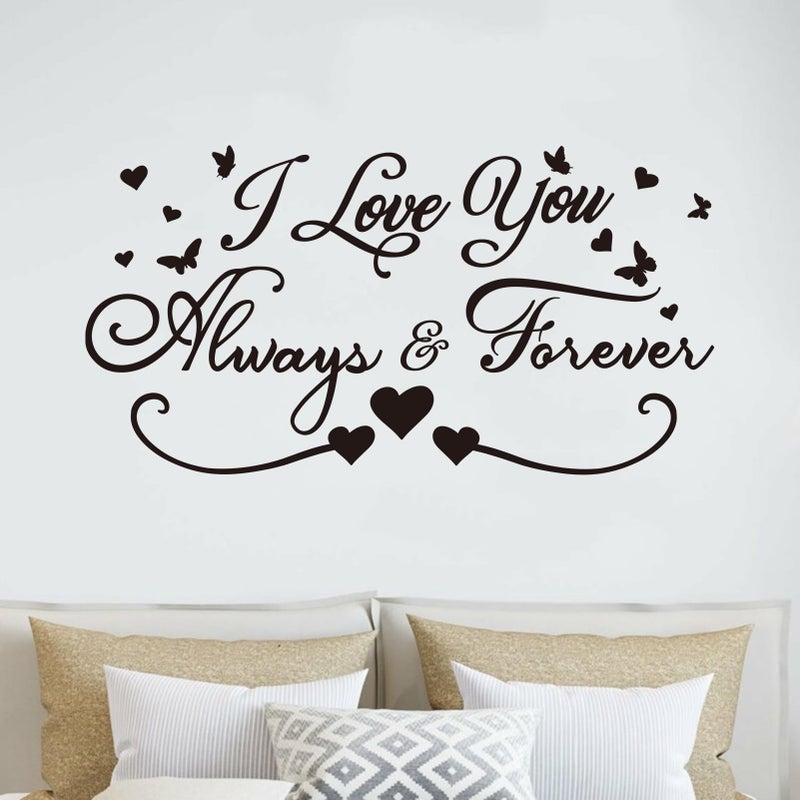AnFigure Love Quotes Wall Stickers: Inspirational Vinyl Art Couples Wall Decals for Home Bedroom Bathroom Living Room - I Love You Always & Forever 21"X11" - Image 4