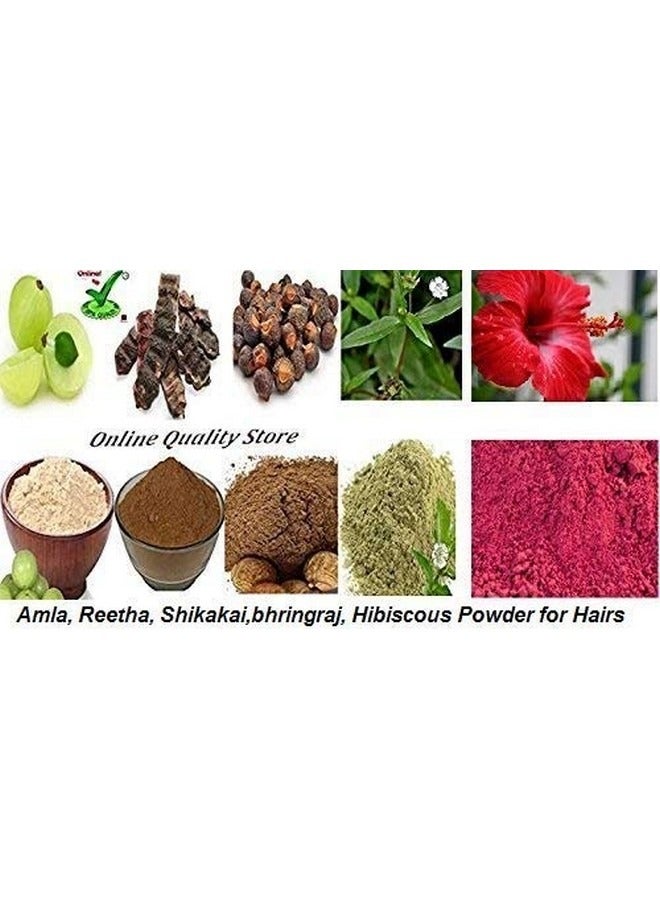 Online Quality Store Amla Reetha Shikakai Bhringraj And Hibiscus Powder For Hair Pack Powder Combo (Pack Of 5 Total 900G Pack) - Image 4