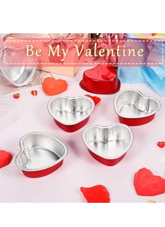 Patelai Aluminum Foil Cake Pan Heart Shaped Cupcake Cup with Lids 100 ml/ 3.4 Ounces Disposable Mini Cupcake Cup Flan Baking Cups for Valentine Mother's Day Wedding Xmas Birthday (Red,40 Sets)  - Image 5