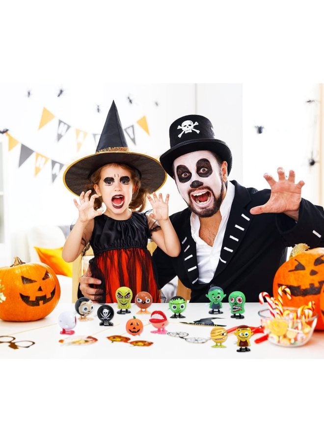 Gift Halloween Coil Chain Jumping Ghost Tooth Witch Zombie Pumpkin Kindergarten Small Toy Ornaments-Color:Jumping Top Hat Pumpkin