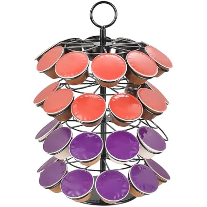 ريحني حامل كبسولات القهوة ومنظم تخزين 40 كبسولات متوافق مع رف معدني دوار KCups 360 لمطبخ بار منزلي على سطح المطبخ - Image 1