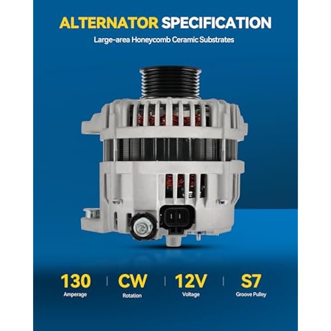 PHILTOP Alternator Compatible with 2004-2007 TITAN 2005-2006 Armada QX56 2004 Pathfinder Armada, 130 Amp Alternator Replace 11120N 111208 231008S100 231008S100AR 231008S10A 231008S10AR - Image 4
