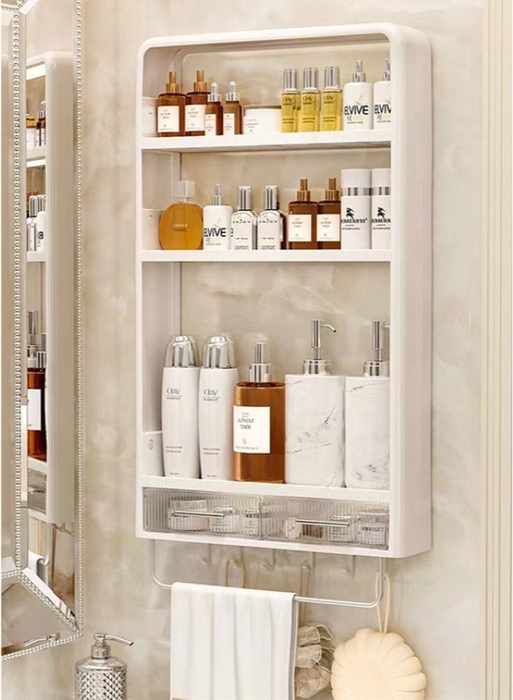 Kutis 4-Tier Wall Makeup Cosmetic Storage Box White 40x10x67.5 cm - Image 1