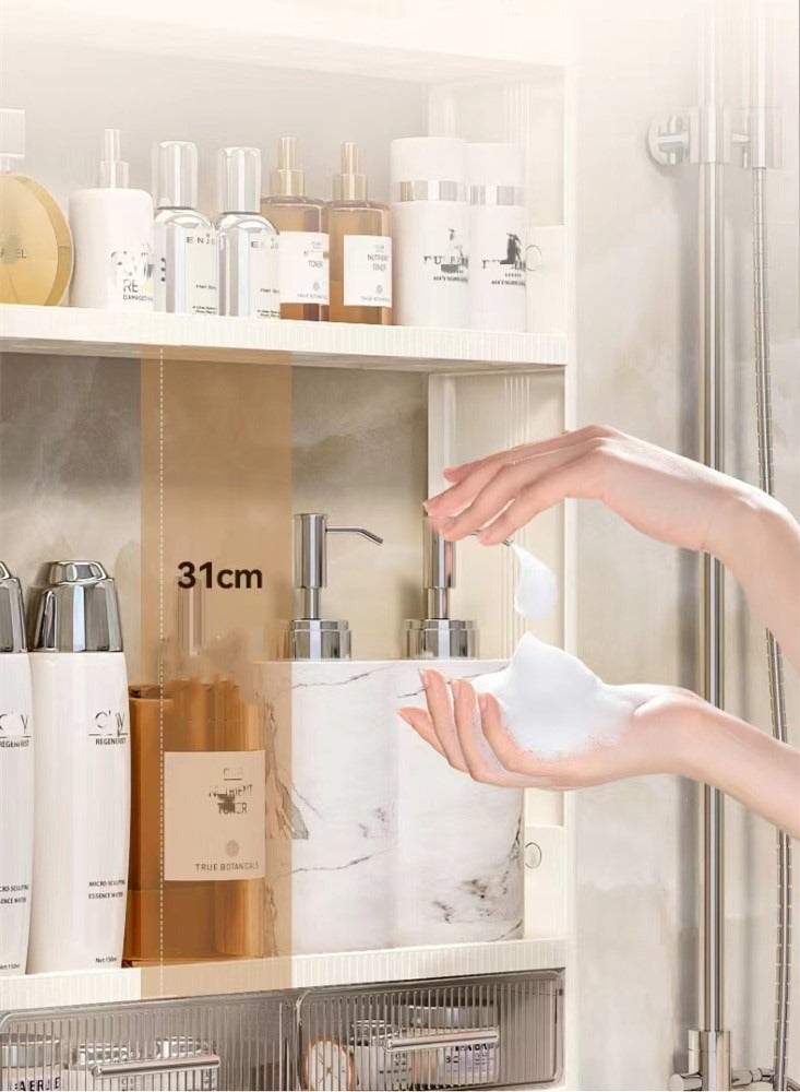 Kutis 4-Tier Wall Makeup Cosmetic Storage Box White 40x10x67.5 cm - Image 3