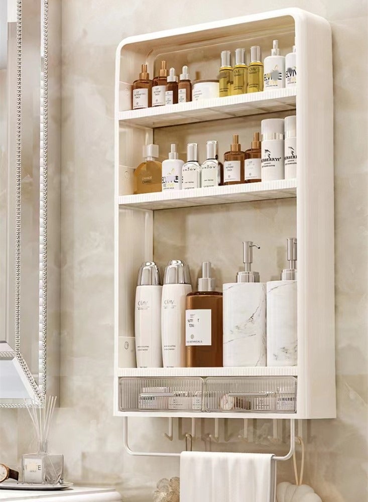 Kutis 4-Tier Wall Makeup Cosmetic Storage Box White 40x10x67.5 cm - Image 2