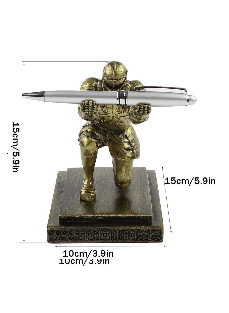 SYOSI Executive Knight Pen Holder  Personalized decoration Desk Accessory Stationery organizer, creative Pen Stand Decorative Gift for Office Blue  - Image 4