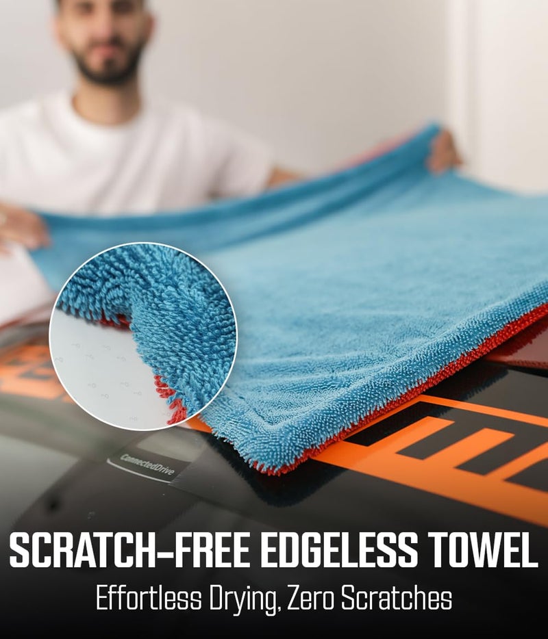 McKillans® Extra Large Dual-Color Car Drying Towel XL - Edgeless & Ultra Soft & Absorbent - 36" x 28" - 1200 GSM Twisted Loop Microfiber Drying Towel for Car Detailing - Image 3