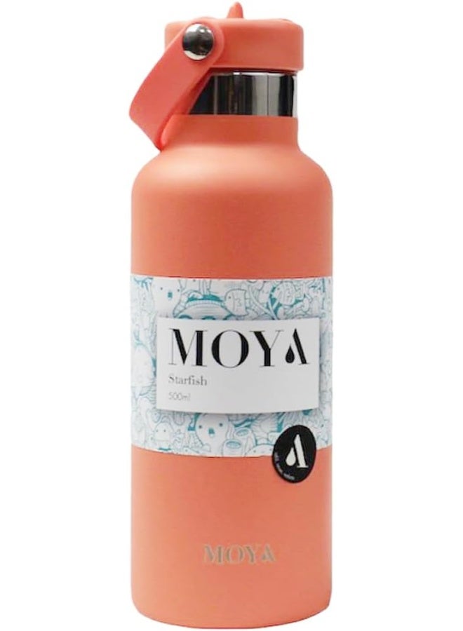 Moya 'Starfish' 500ml Insulated Sustainable Water Bottle Coral - Image 1