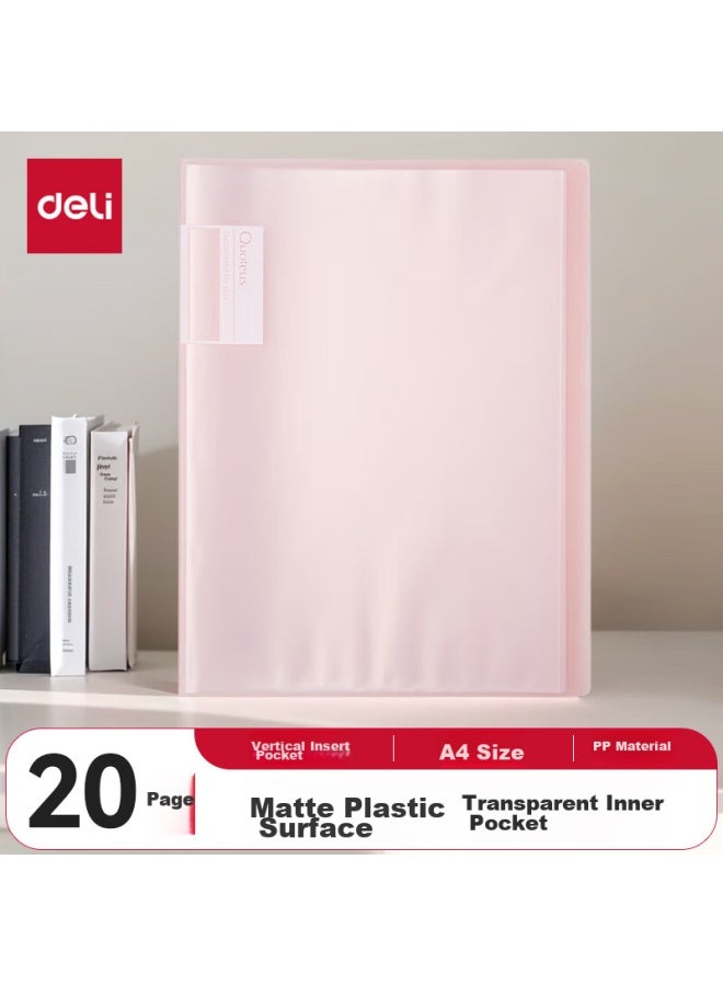 Deli A4/20-page Doent Folder With Pockets, Certificate Collection Folder, Pregnancy Check-up Organizer, Prenatal Report Organizer, Sheet Music Folder, Elementary To High School 72457 Pink - Image 1