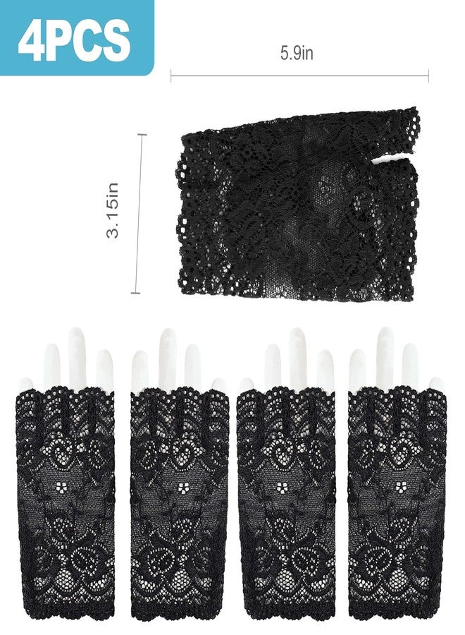 CoguZed 1 Pair Black Fingerless Lace Gloves – Gothic Style Accessories for Tea Parties & Weddings Women's Open-Finger Design - Image 2