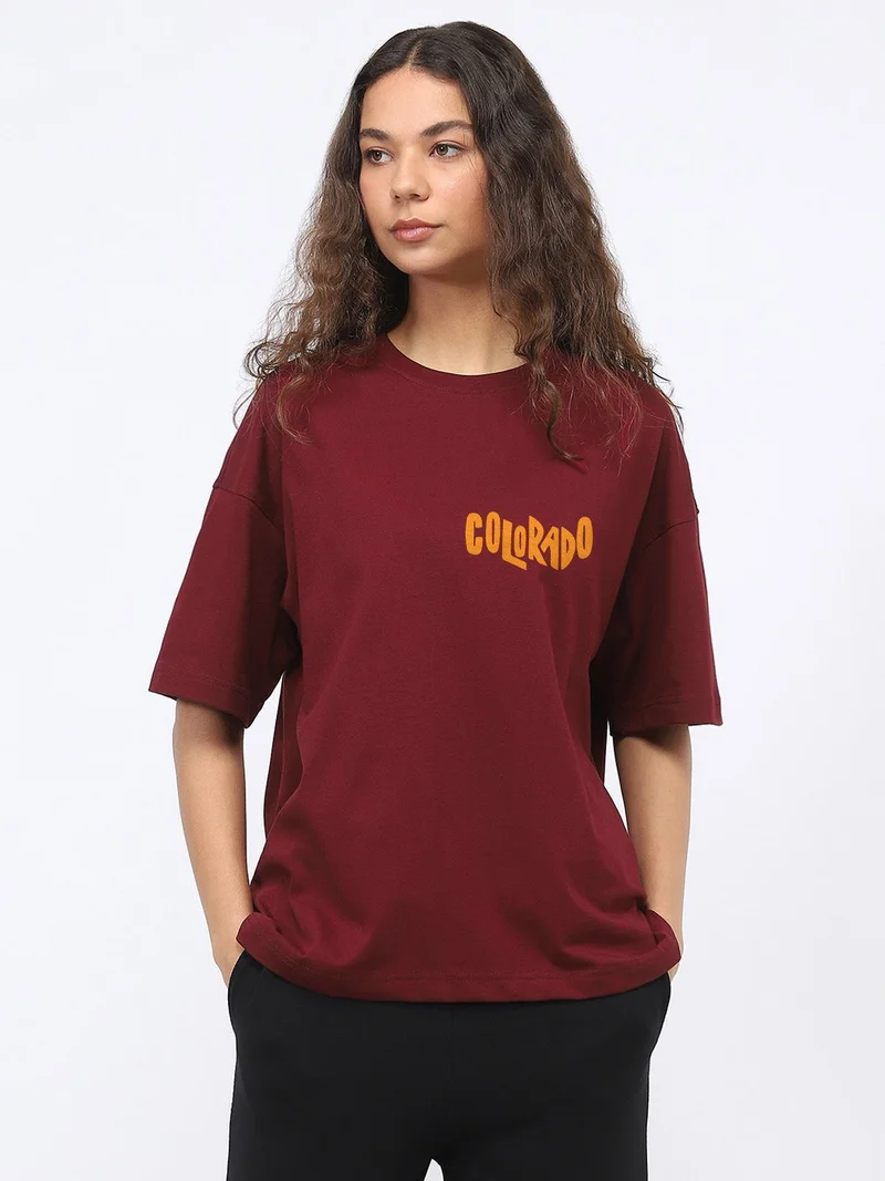 Nobero  Nobero Women Oversized Graphic Back Print T-shirt  | Best Price UAE