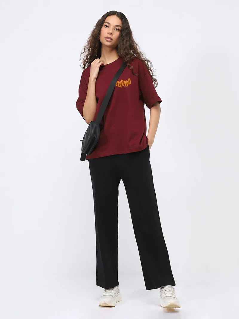 Nobero  Nobero Women Oversized Graphic Back Print T-shirt  | Best Price UAE