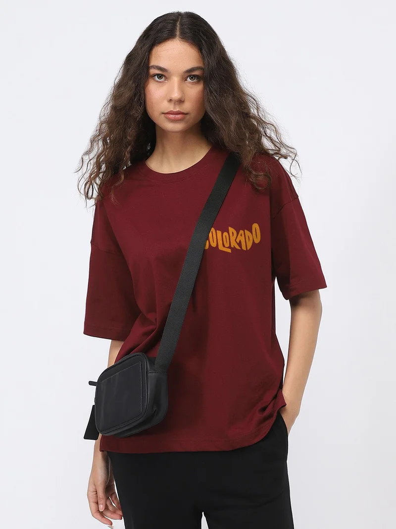 Nobero  Nobero Women Oversized Graphic Back Print T-shirt  | Best Price UAE