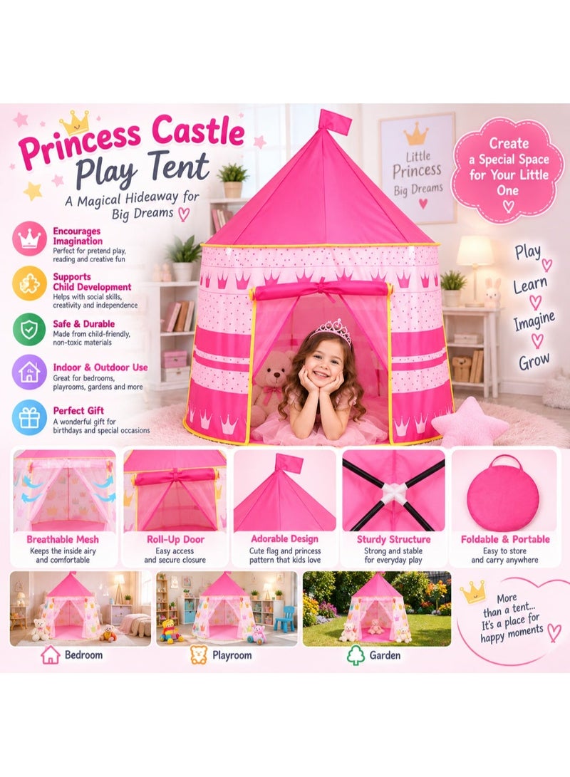 Premium Foldable Play Tent House for Toddlers – Pink, Portable Indoor & Outdoor Kids Play Tent, 105 × 105 × 135 cm - Image 4